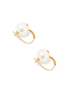 Starburst Bead Earrings, 14k Yellow Gold with Pearl & Diamonds